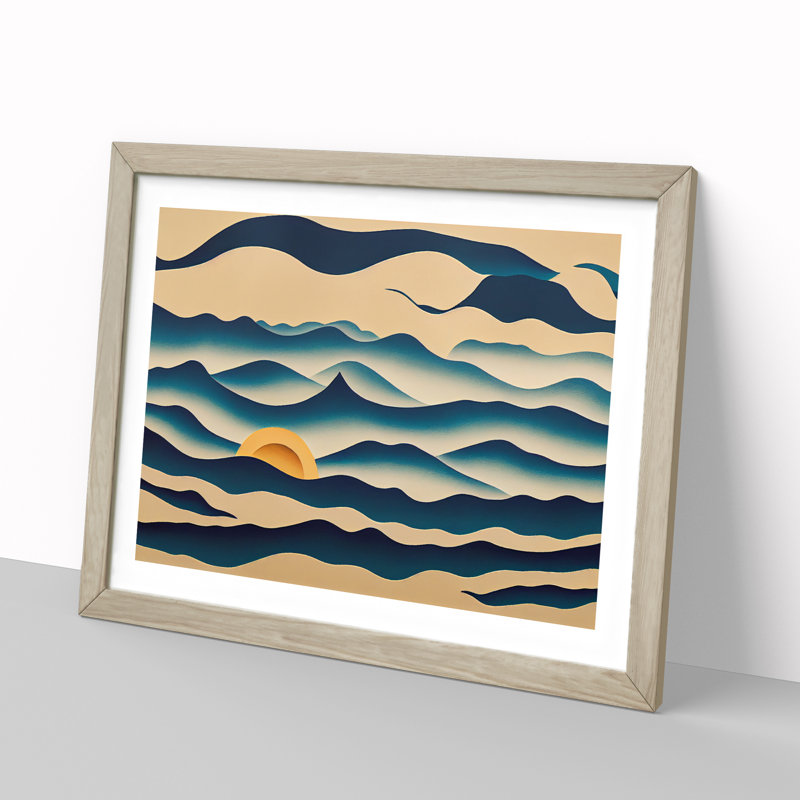 Abstract Ocean Wave Vol.2 - Framed Print, 25cm H x 34cm W x 2cm D, Oak