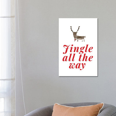 Christmas - Jingle All The Way With Reindeer - Wrapped Canvas Print