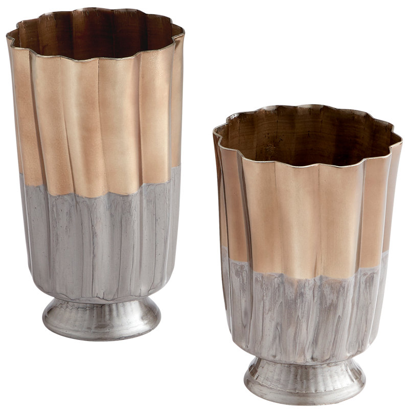 Twin Tones Metal Table Vase, 11.5" H x 6.75" W x 6.75" D