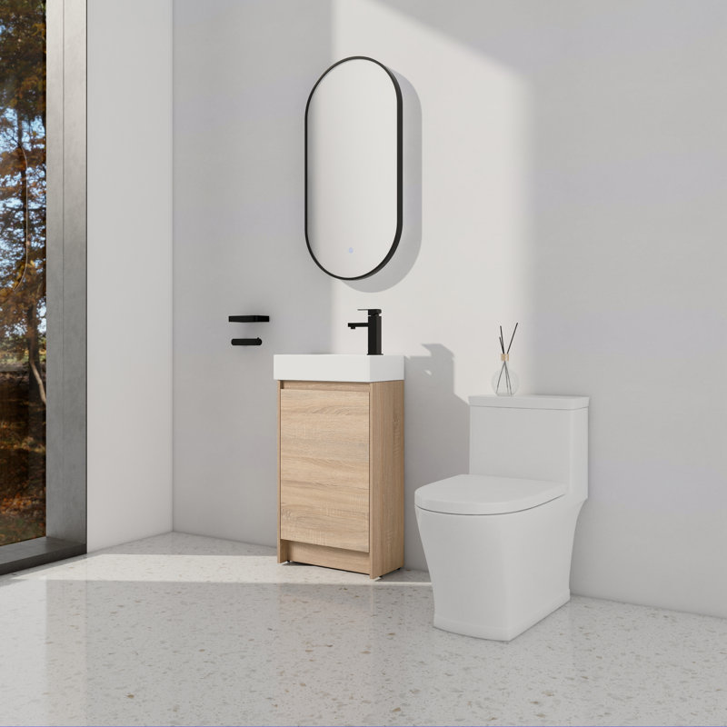 Caisa 18'' Free Standing Single Bathroom Vanity With sink,Floor Standing Vanity with Ceramic Vanity Top