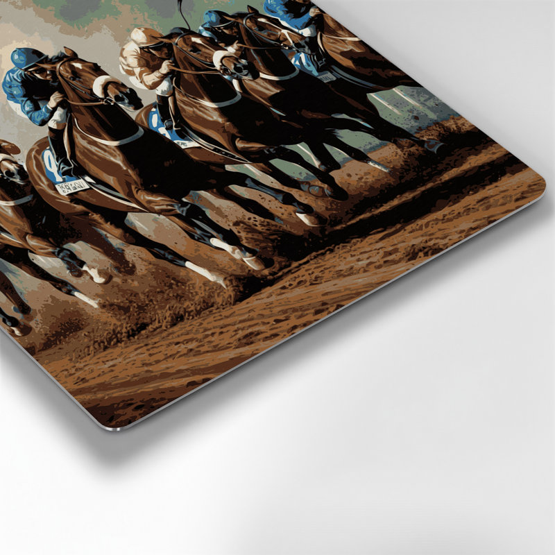 Sports Horse Racing Grey Metal Wall Art