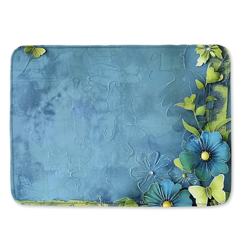 Butterfly Bath Mat Nature Bathroom Decor Bohemian Boho, 24in W x 17in L