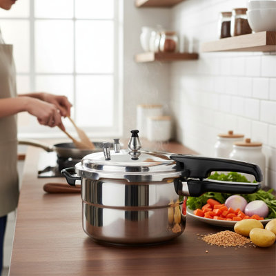 11.6 Qt. Aluminum Pressure Cooker With Steamer, 11 Lt