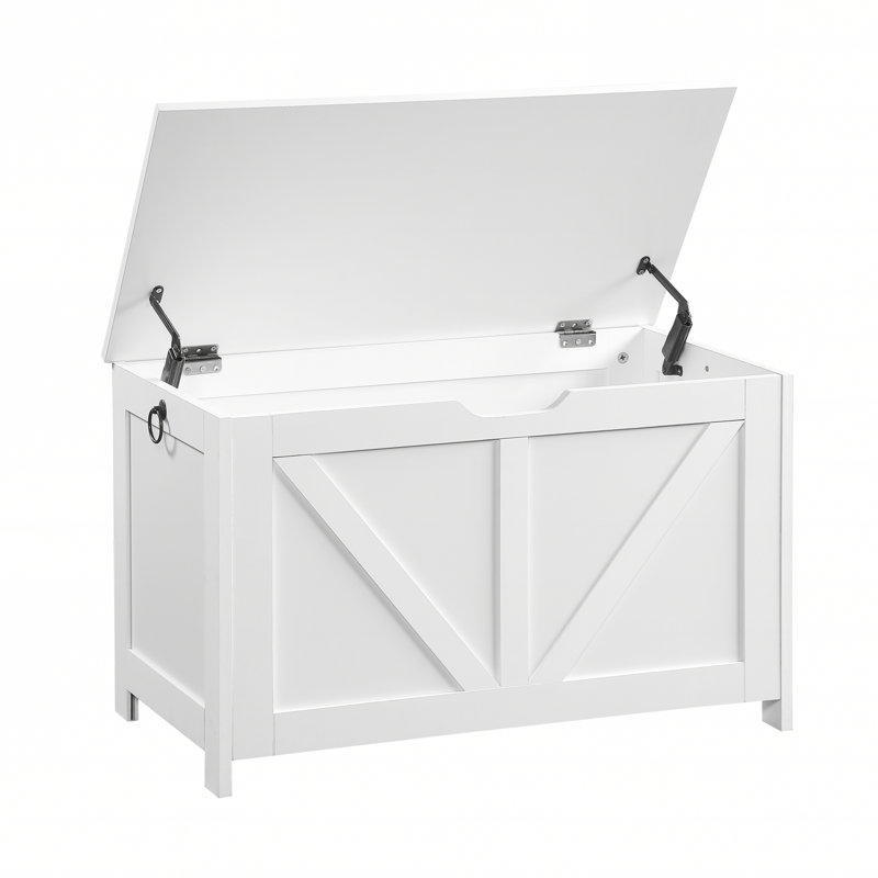 Coffre de rangement, banc de rangement, organisateur de coffre à jouets rétro, banc de rangement pour hall d'entrée avec 2 charnières, assemblage facile, blanc