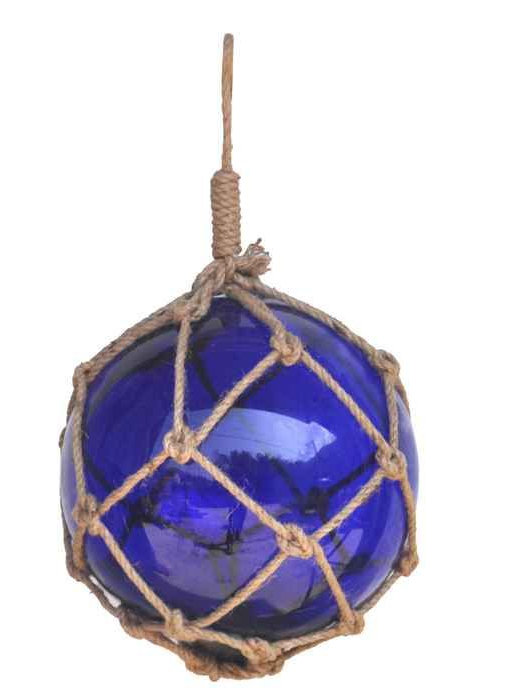 Décoration murale boule flotteur de pêche en verre japonais, Bleu / brun, H 16 po x l 12 po x P 12 po