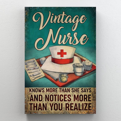 Vintage Nurse - 1 pièce, impression sur toile tendue sur toile tendue