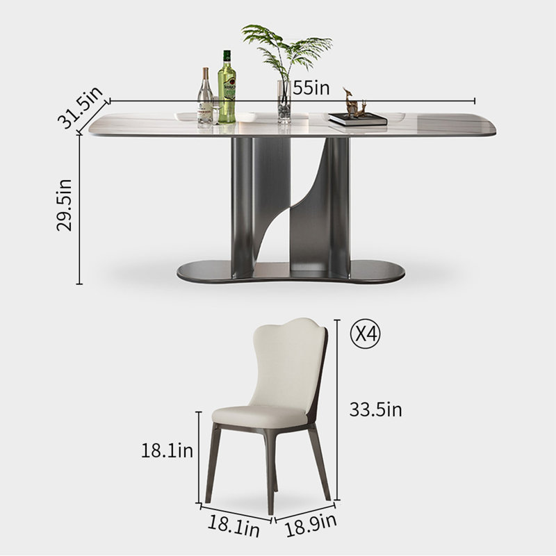 Exquisite Microlite Rectangular Dining Table Sets, 29.5"H x 55"L x 31.5"W