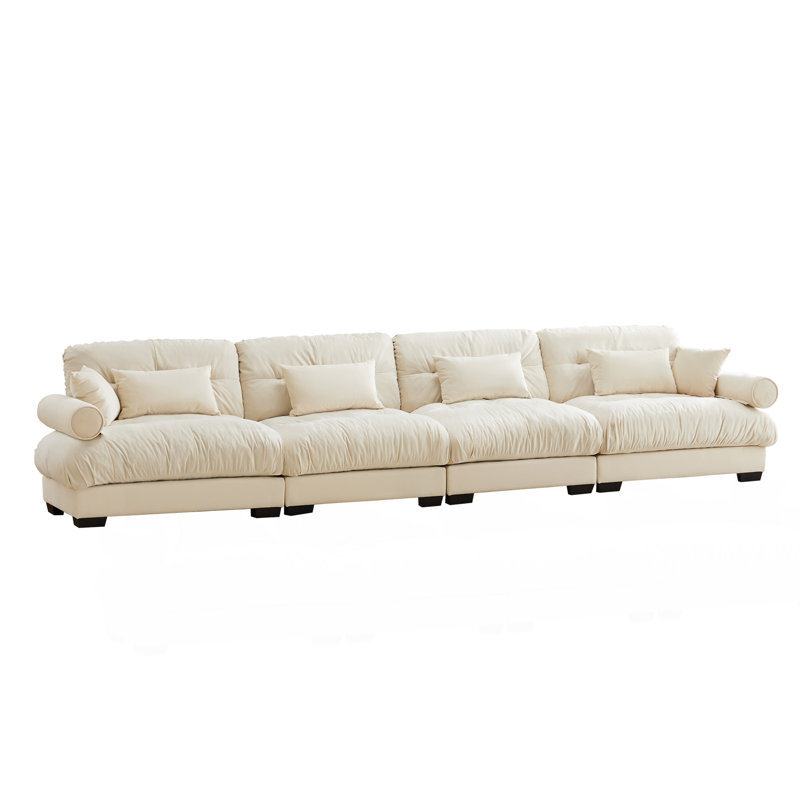Canapé modulaire en velours surdimensionné Comfort, Crème