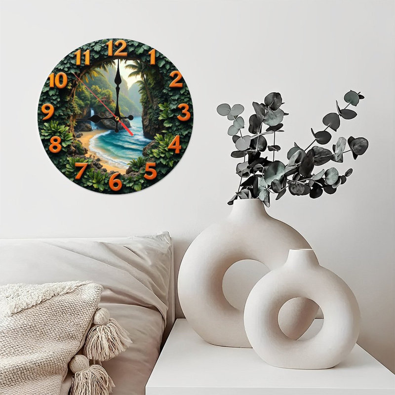 Décoration murale horloge de plage tropicale