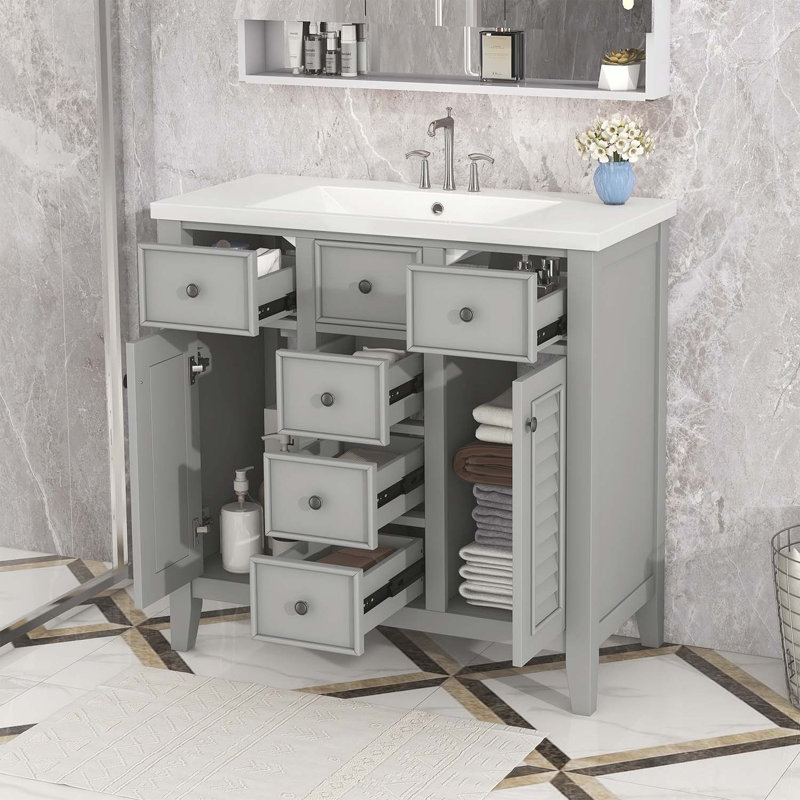 Base de meuble-lavabo simple 35,98 po seulement en gris