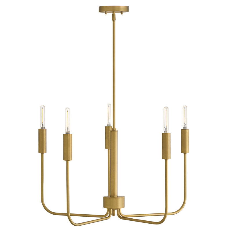 Austen 5-Light Exposed Bulb Single Tier Chandelier, Gold