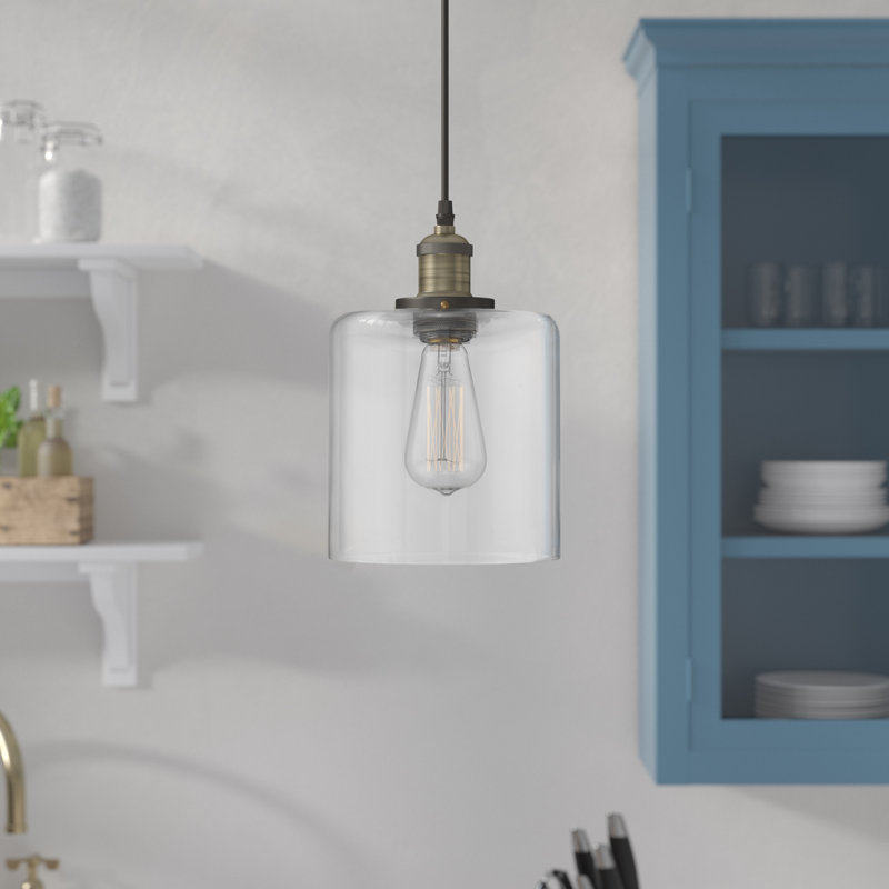 Luminaire suspendu cylindrique 1 lumière Hoddesd, Transparent
