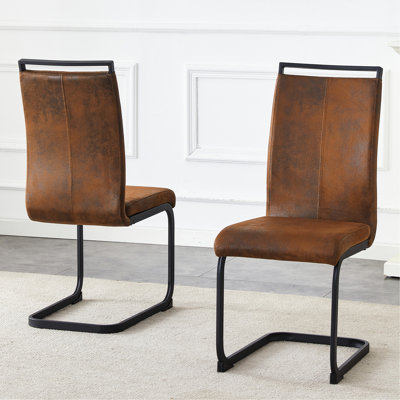 Chaises de salle à manger en suède de style rétro en tissu Tech, de 2, structure en métal renforcé, pieds coulissants, idéales pour les chaises de petits espaces, pieds peints en aérosol noir, conception, fatigue d'assise, assemblage rapide