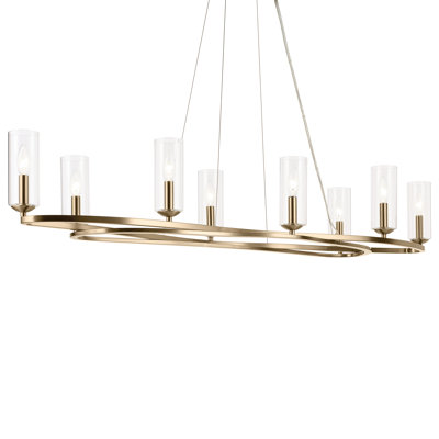 Lustre courbé moderne avec verre cylindrique transparent