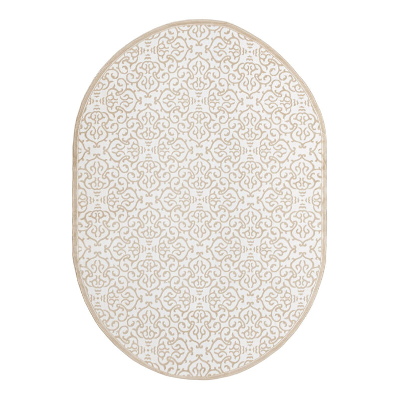 Anah Damask Indoor Rug, Oval 7'1" x 10'