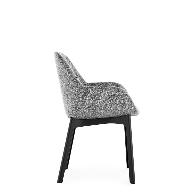 Clap Upholstered Armchair, White, Black