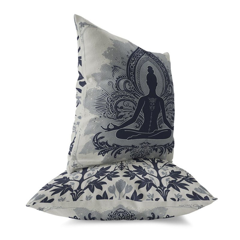 Coussin Solace, Bleu/gris, H 18 po x l 18 po