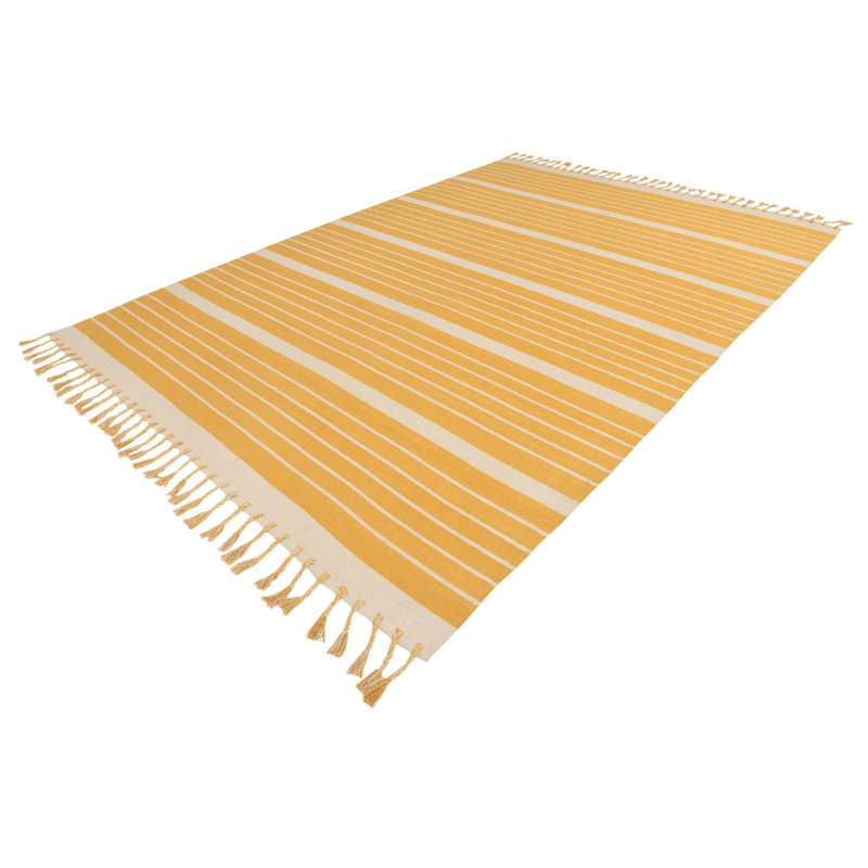 Abish Cotton Striped Indoor Rug, Rectangle 8' x 10'