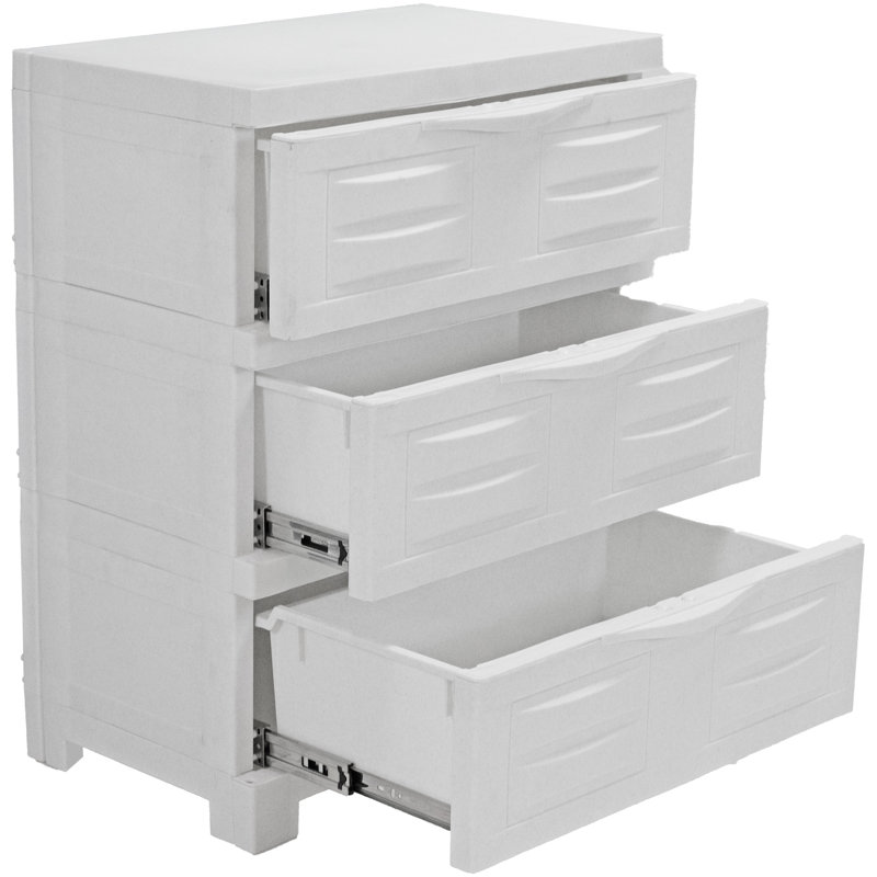 Heavy-Duty 3-Drawer Storage Cabinet - Gray, Speckled White