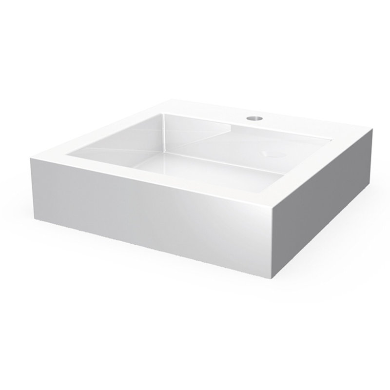 Évier de comptoir carré à un trou | Résine pierre au fini blanc brillant | Collection Lugano par Aquabrass