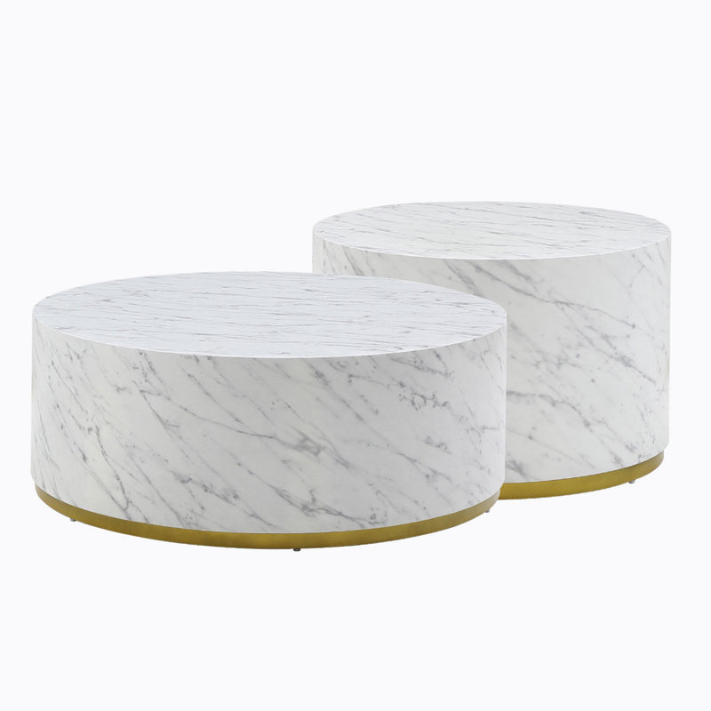 Table basse, table basse, table de salon avec base en métal Dawsen, H 15,75 po x L 23,62 po x l 23,62 po, Blanc