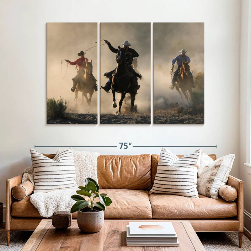 Lelar Cowboys en action, H 42 po x l 65 po