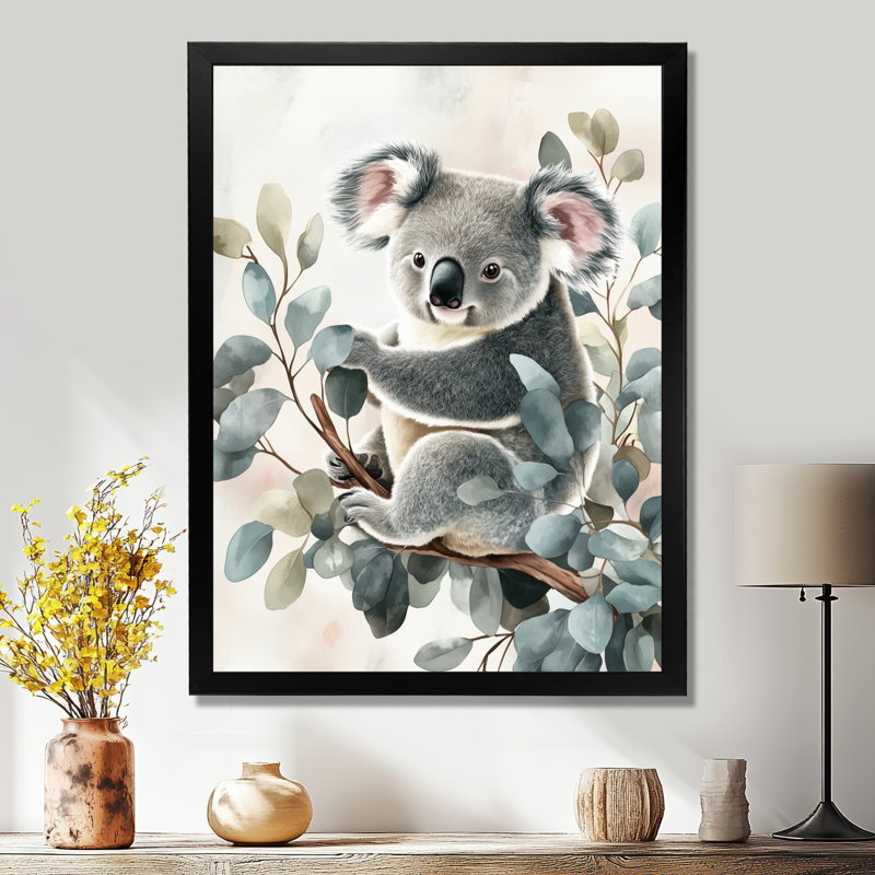 Gray - Animal Picture Framed Wall Art, 44" H x 34" W, Natural Picture Framed