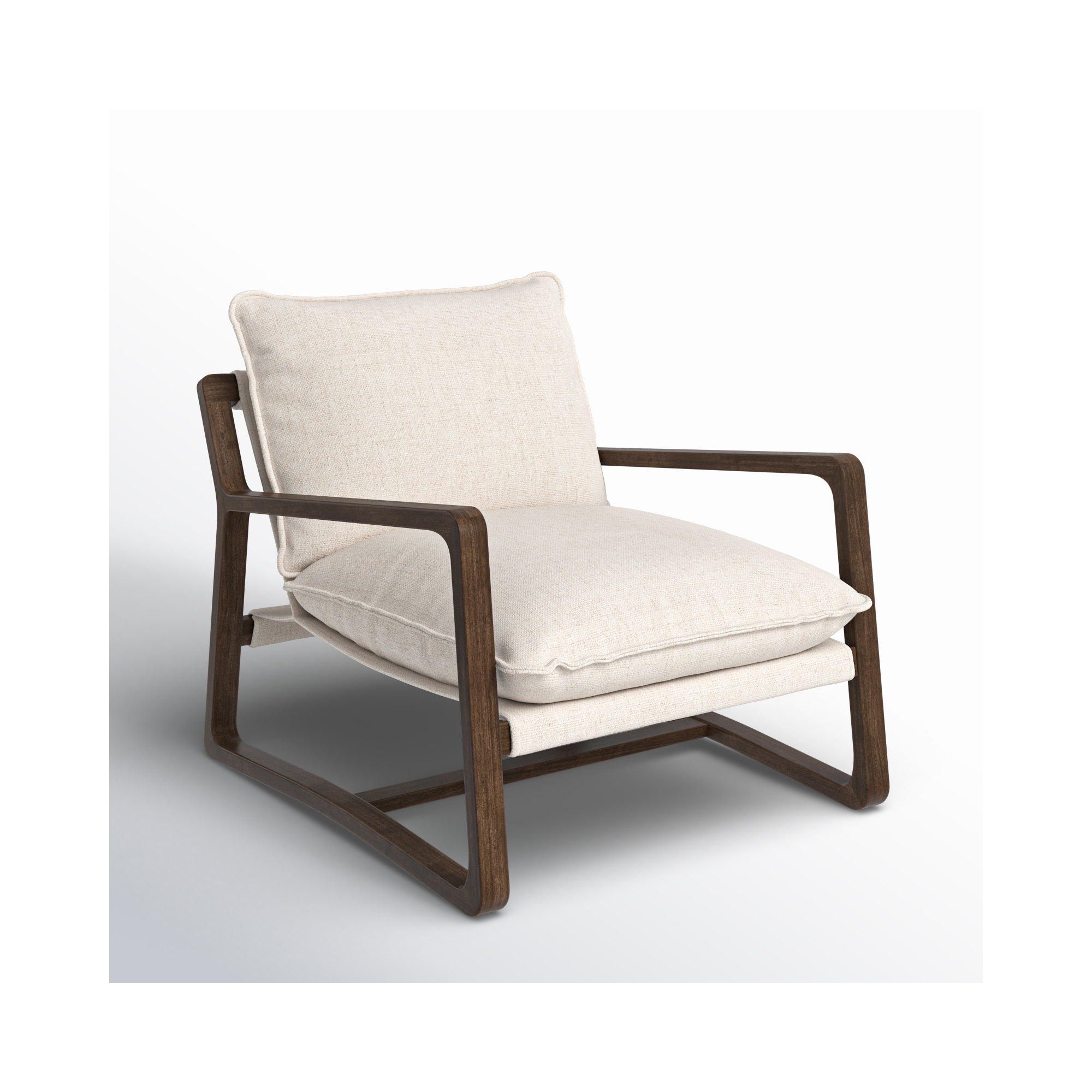 Goldberg Wooden Frame Armchair, Thames Cream Performance Weave, Burnt Parawood