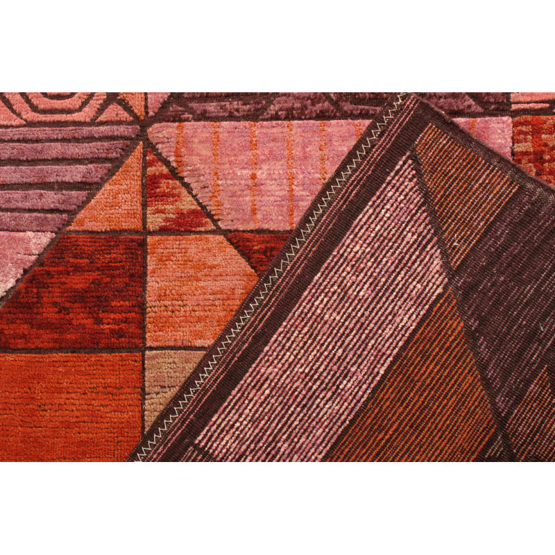 Scandinavian Hand Knotted Wool Geometric Area Rug, Rectangle 5' x 8'