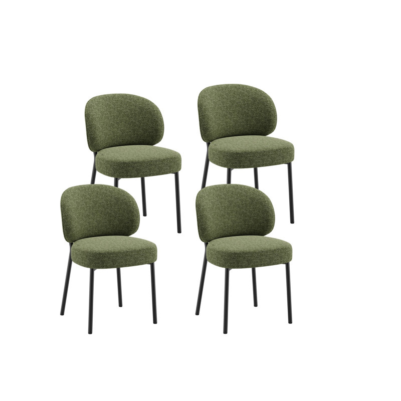 Chaises de salle à manger rembourrées modernes avec dossier ergonomique incurvé, 4, Vert