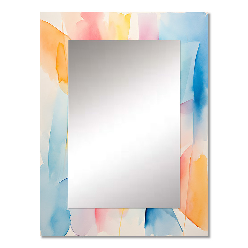Explosion d'encre géométrique de couleur pastel III - miroir géométrique, miroir mural moderne unique, impression d'art en métal