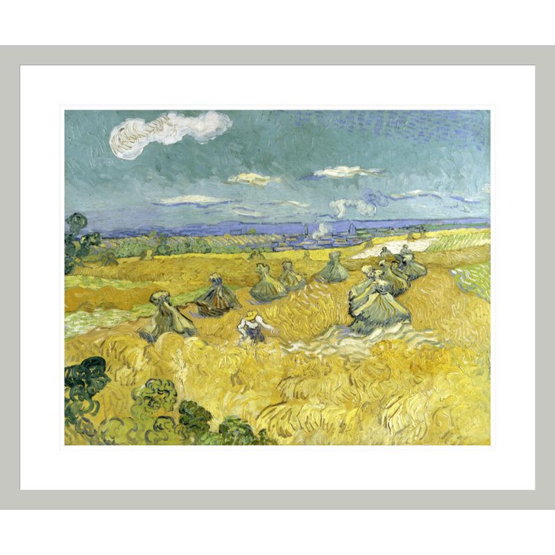 «Wheat Fields with Reaper Auvers» par Vincent van Gogh, impression giclée encadrée, 23,5 po H x 28,1 po L