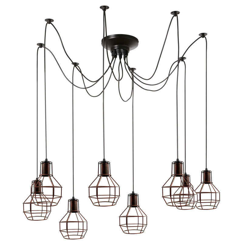 Seger 8 - Light Cluster Pendant, Brushed Copper