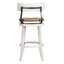 Tabouret de bar blanc récupéré de 31 po avec siège en ruppie naturelle, retour automatique à 180 degrés, supports en acier noir, repose-pieds en métal, patins en plastique, pieds incurvés pour les barres de restaurant