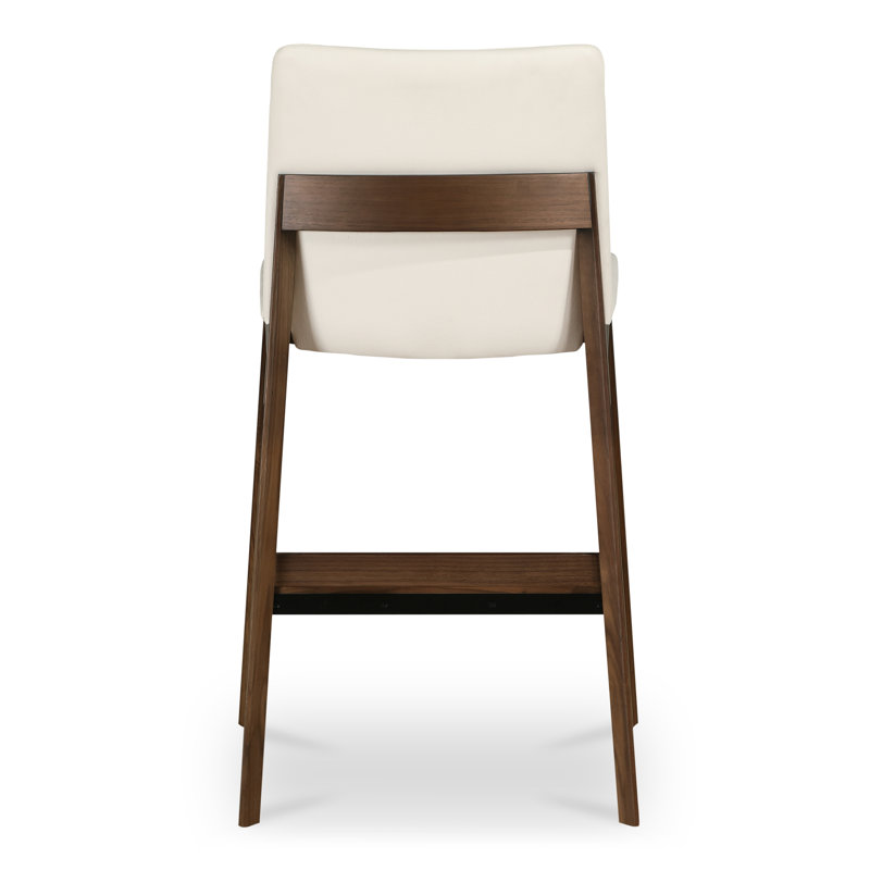 Deco Counter Stool White PVC, Walnut, Counter Stool (26” Seat Height)