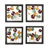 Metal Floral Multi Colored Wall Decor with Black Frame Set