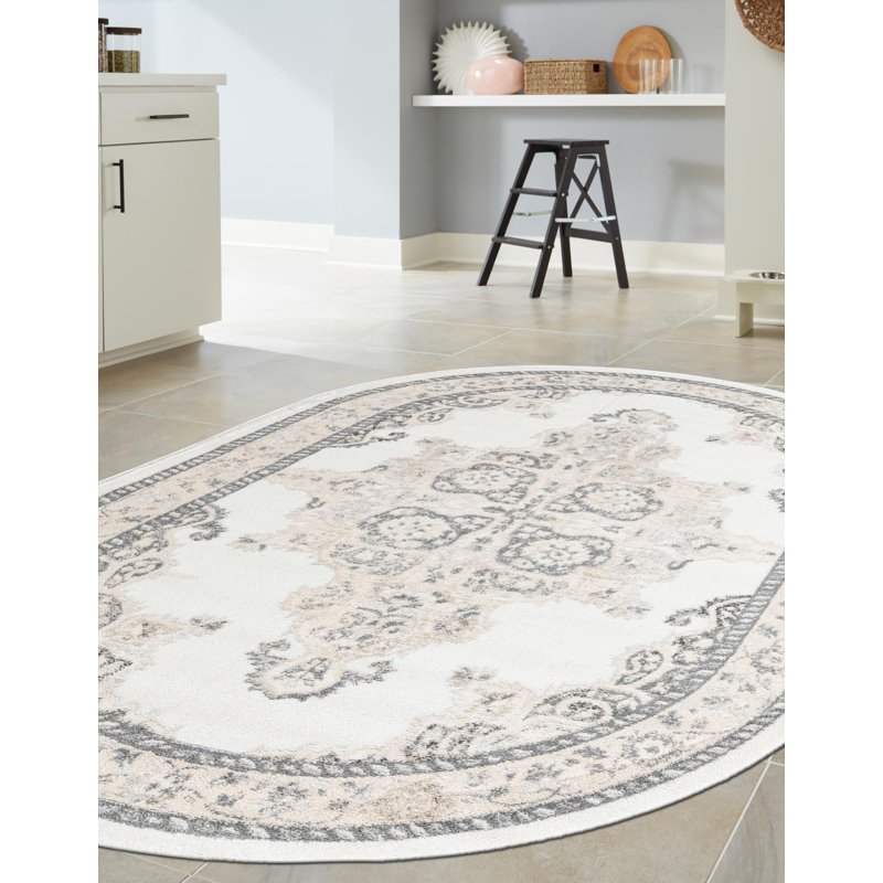 Tapis ivoire Anjelita, Ovale 4 pi x 6 pi