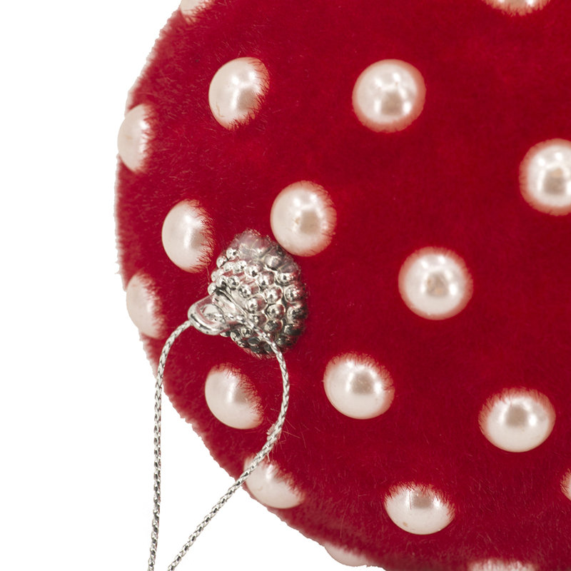 Ensemble de 6 boules de Noël décoratives en mousse de 3,9 pouces avec perles et flocage pour arbre et décorations des Fêtes