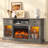 TV Stand for TVs up to 65" with Fireplace Included, Media Entertainment Center with LED Lights, Modern TV Console Table-1581690506