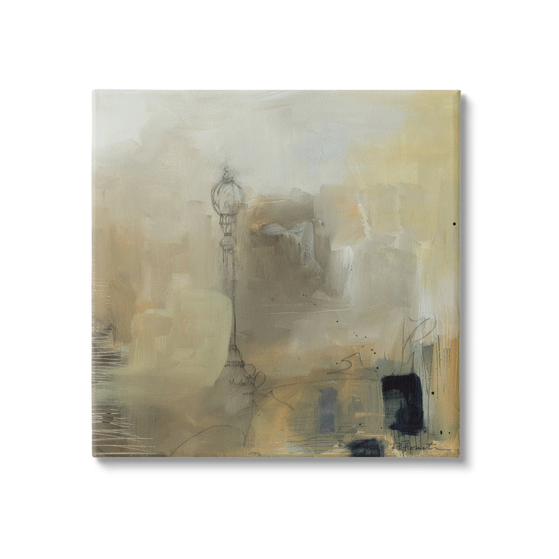 «Mysterious Abstract Town Scenery Street Light Scribbles» par Ruth Fromstein - peinture sur toile tendue
