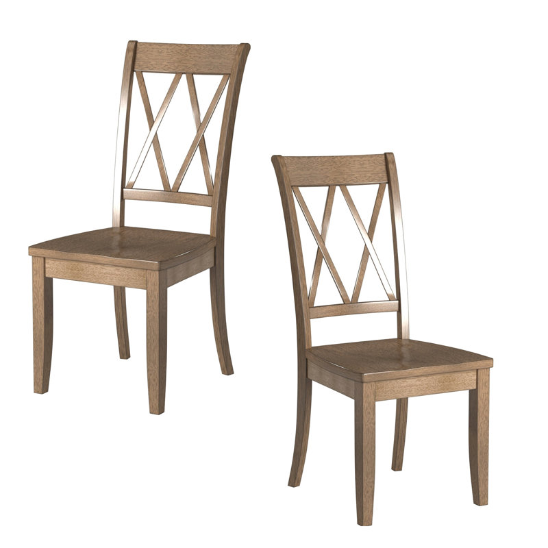 De 2 chaises de salle à manger grises, placage de pin, dossier 2 pièces, style transitionnel gris, dossier, placage, Gris