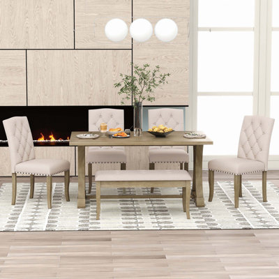 6-Piece Farmhouse Dining Table Set