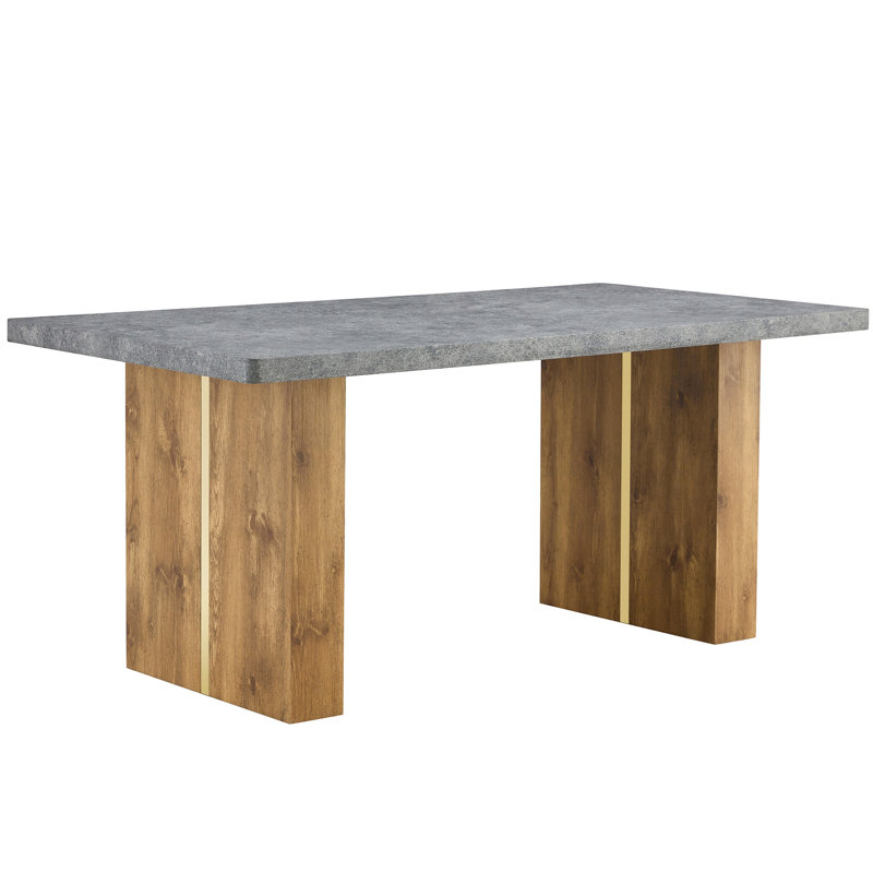 Cement-grey Table With Structure, Ideal For Home Decor Large Rectangular Ornament And Legs