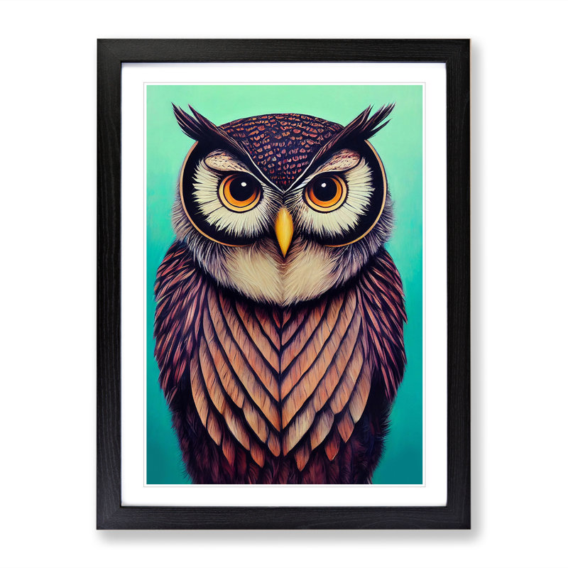 XV1022-4530X The Expressive Owl - Single Picture Frame Print, Black , 46cm H x 34cm W x 2cm D