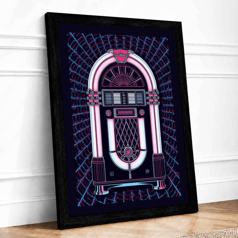 Neon Jukebox Retro - Framed Print, A1 - 84.1 x 59.4 cm, Black