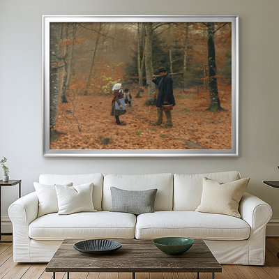Le bûcheron dans une forêt d'automne - Hans Andersen Brendekilde - Toile tendue avec châssis, c. Fin du 19e siècle / début du 20e siècle