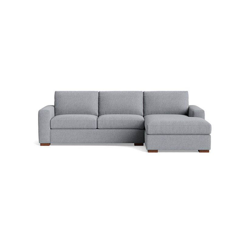Couch Potato Chaise Sectional, Performance Weave - Zinc, Right Hand Facing