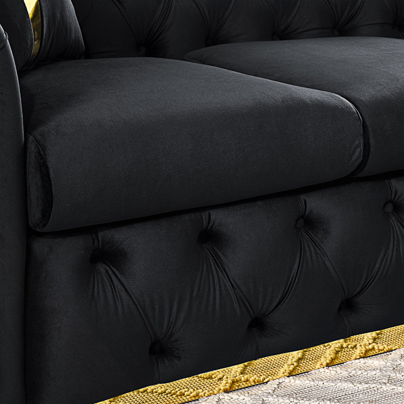 Canapé Chesterfield de luxe capitonné, Noir