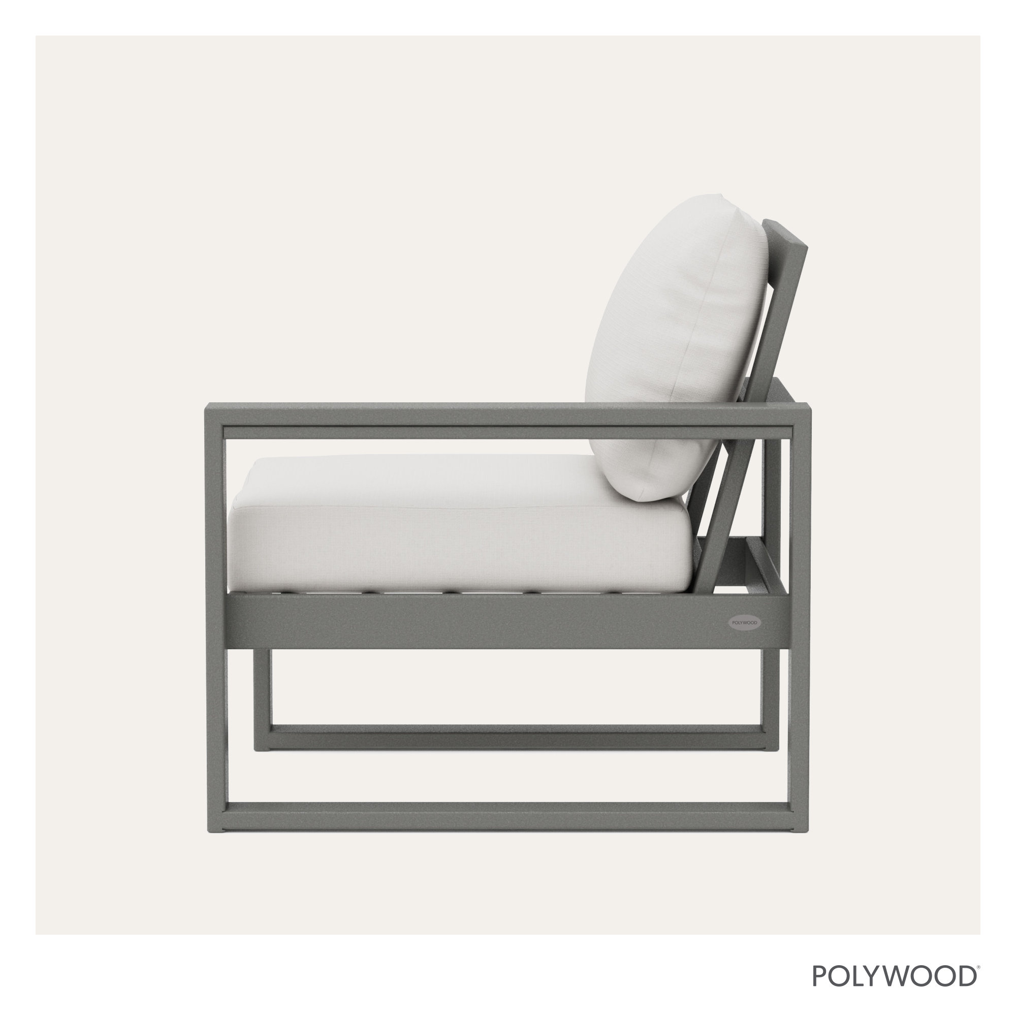 POLYWOOD Outdoor Lounge Chair, Slate Gray, Natural Linen Revolution® Microfiber