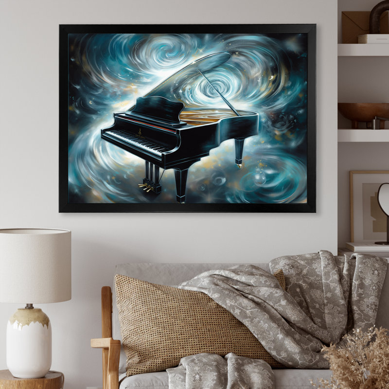 «Piano Abstract II», reproduction sur toile, Cadre simple noir, H 30 po x l 40 po x P 1,5 po